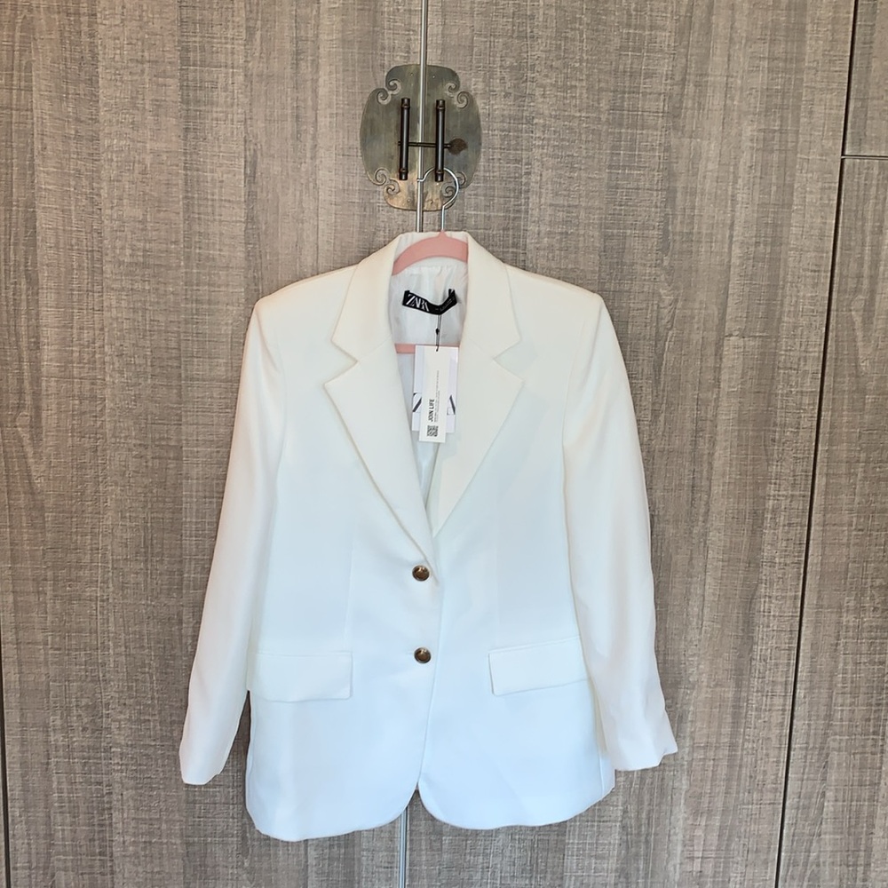 Zara‎ White Oversized Blazer